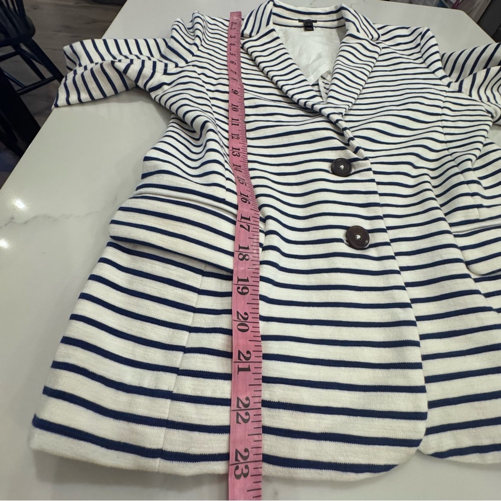 J. Crew Navy and White Striped Blazer size Small - Picture 4 of 7